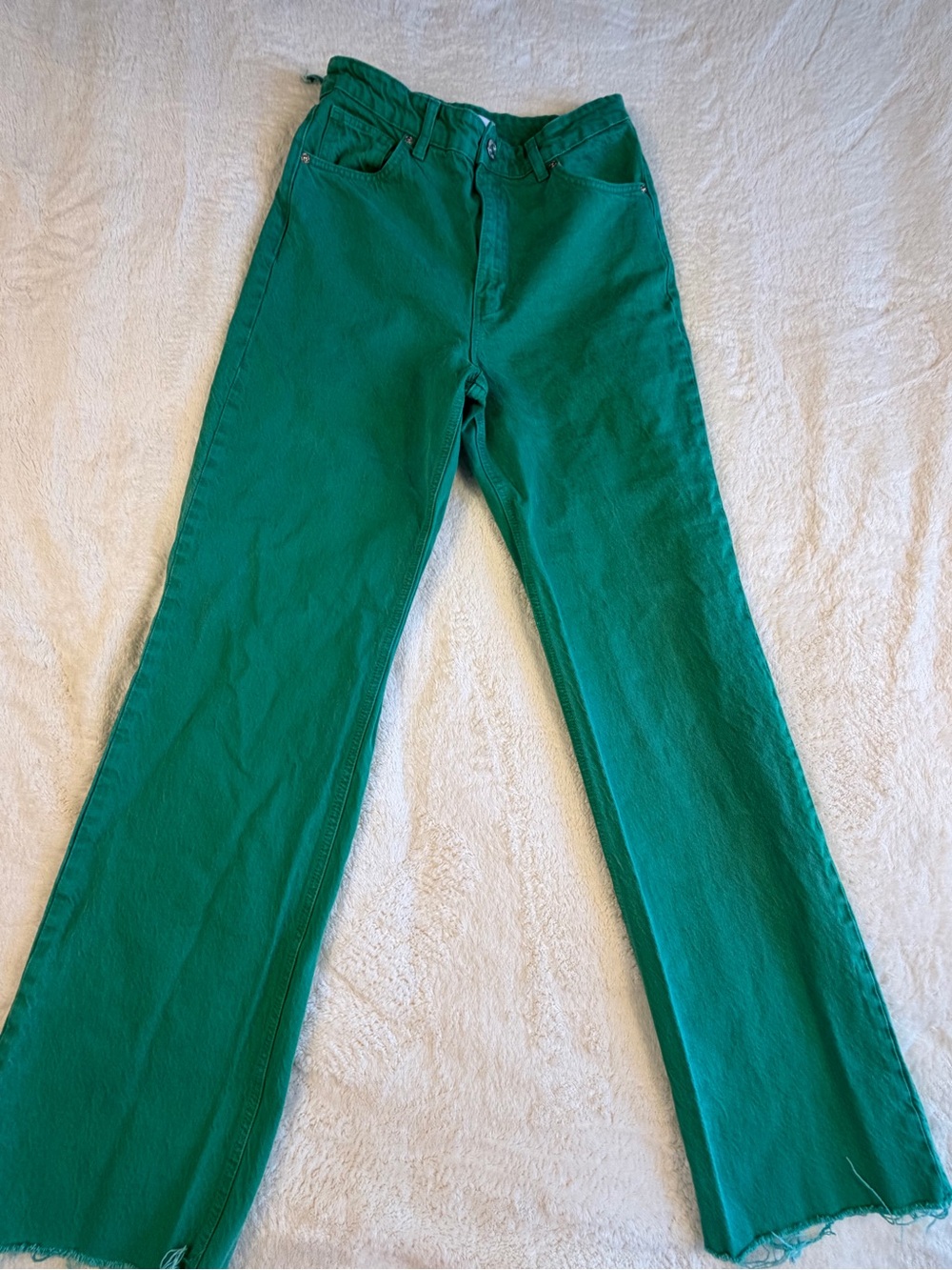 Zara Teal Straight-Leg Jeans Cotton 8